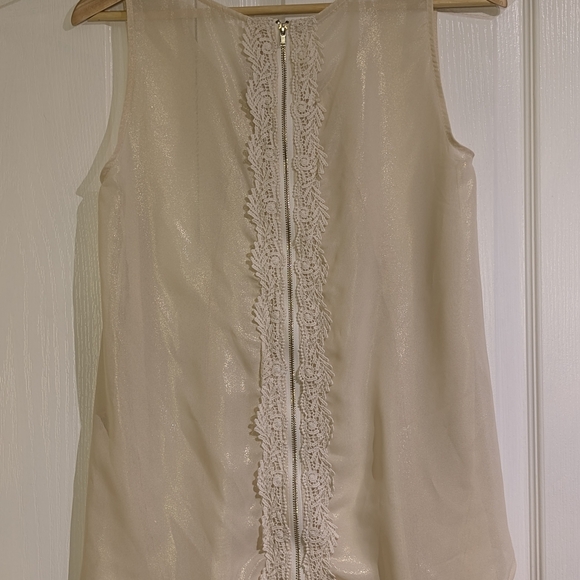 Mystree Cream Lace Accent Women's Blouse - Picture 2 of 5